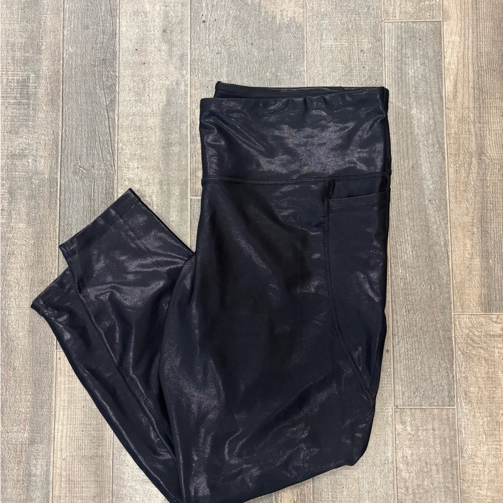 Old Navy Active Shiny Shimmer Black Active Leggings Plus Size XXL